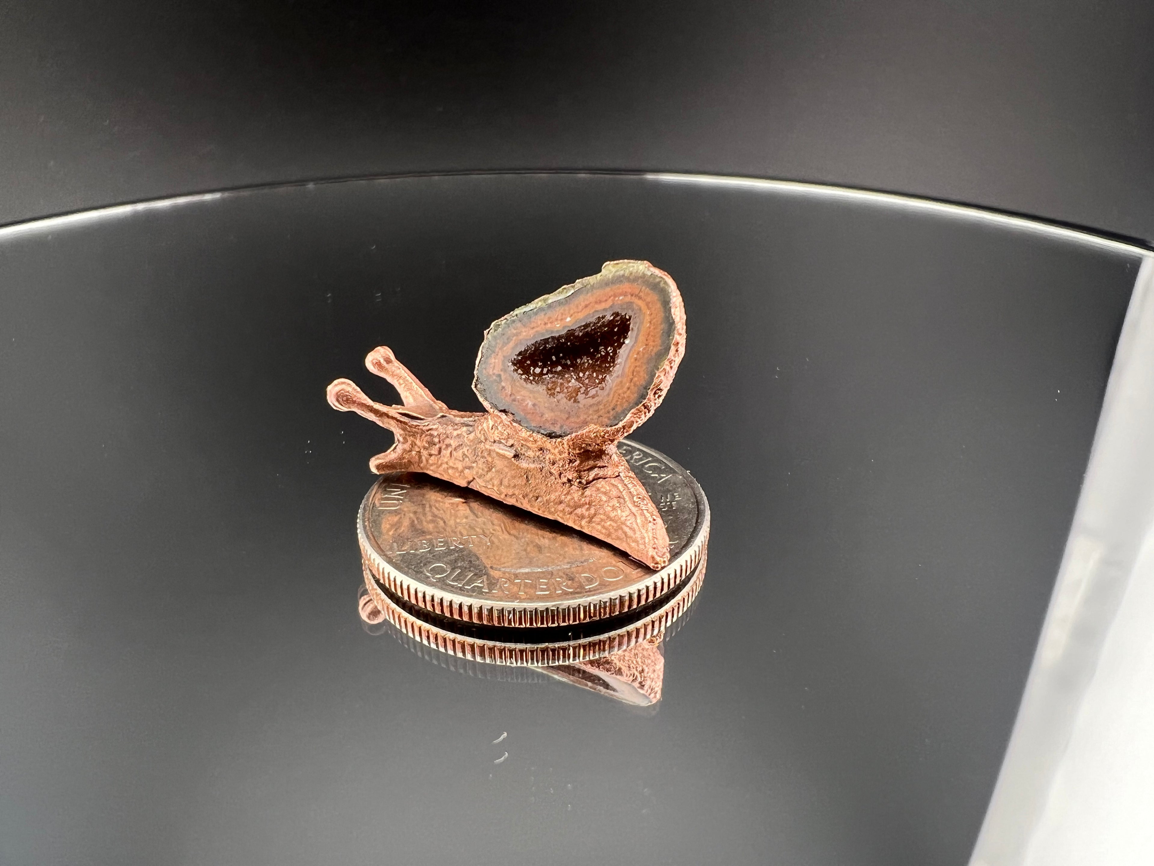 Small Snail With Mexican Tabasco Geode As Shell