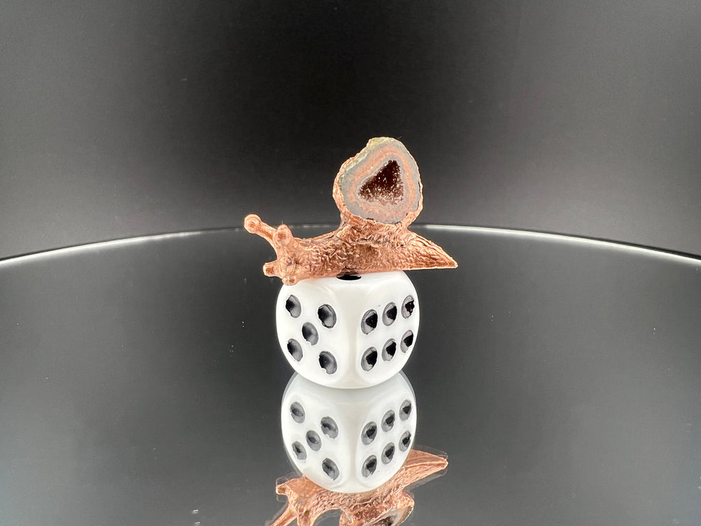 Small Snail With Mexican Tabasco Geode As Shell