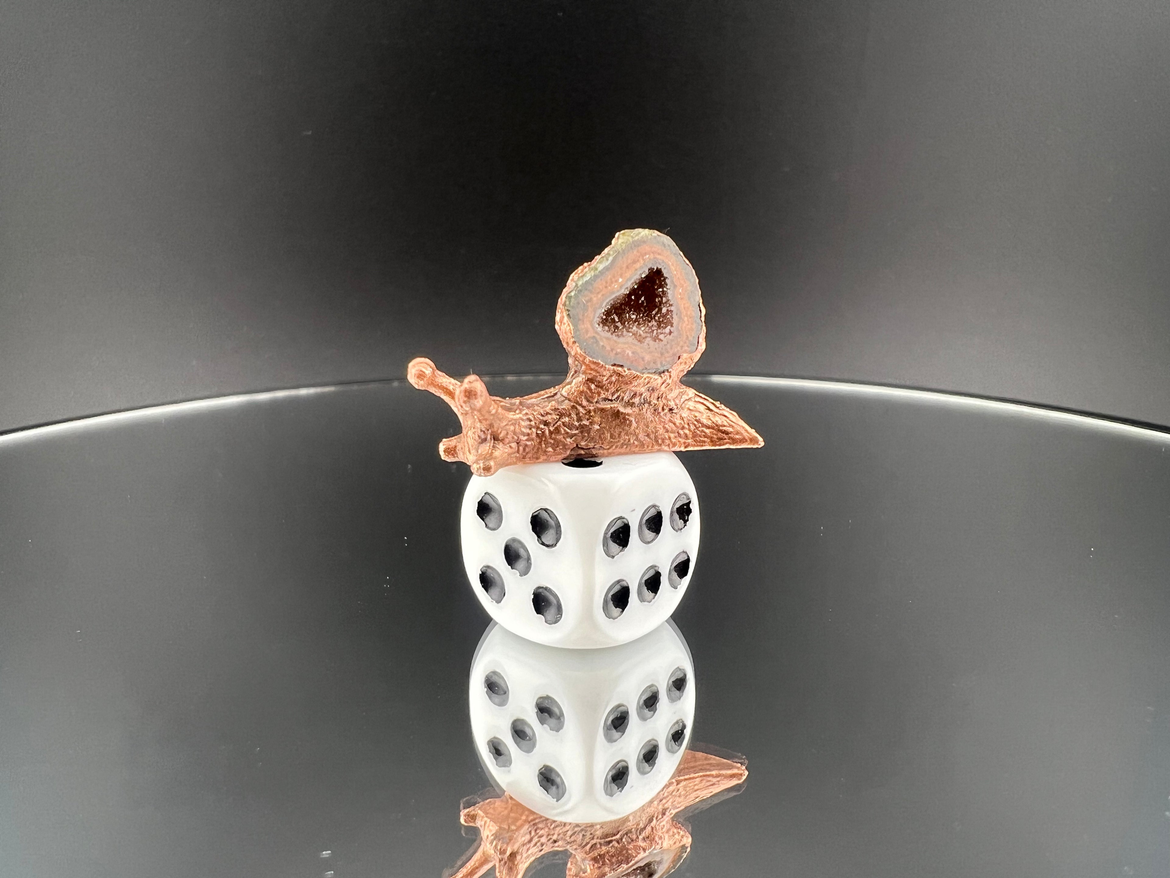 Small Snail With Mexican Tabasco Geode As Shell