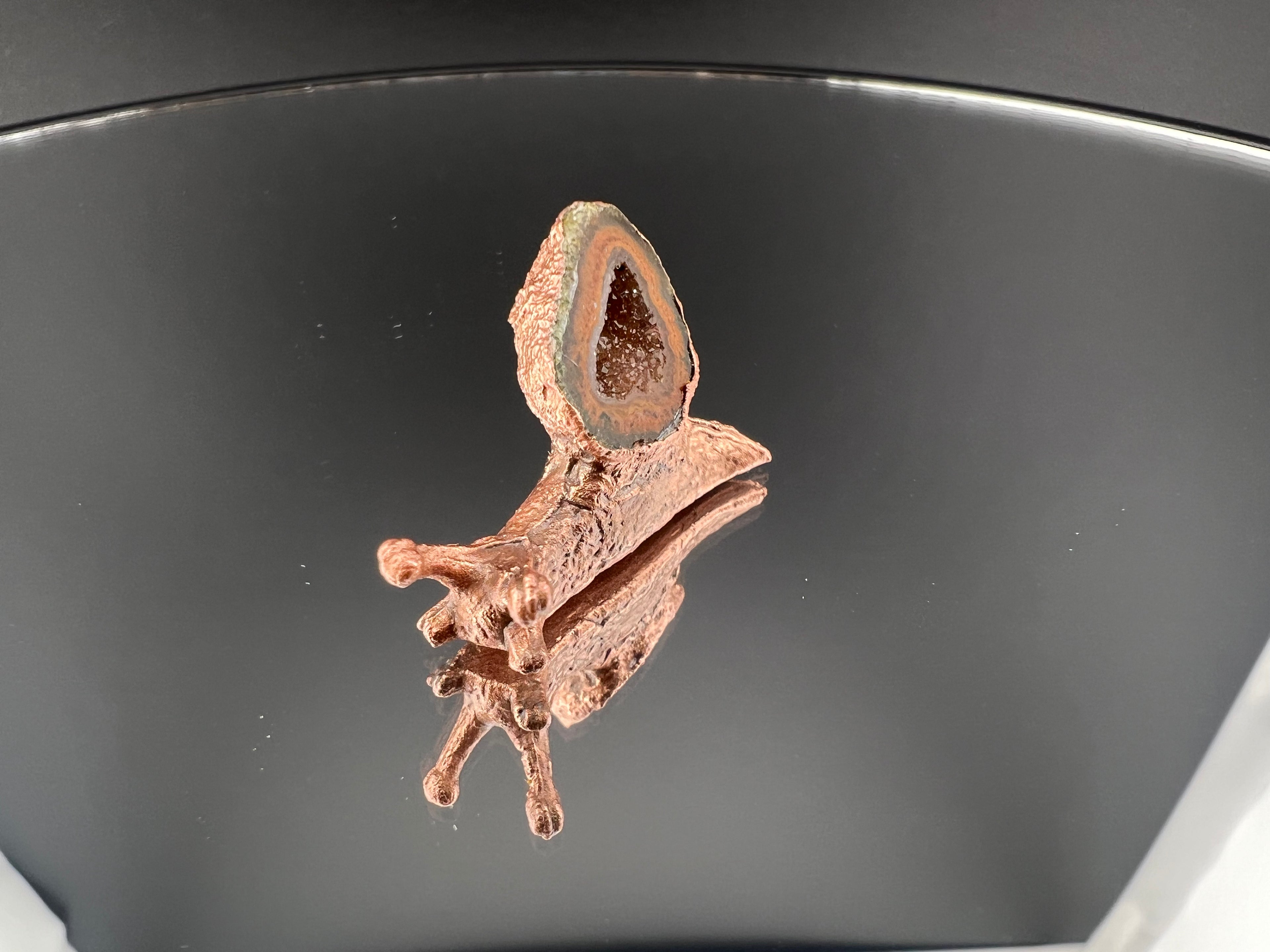 Small Snail With Mexican Tabasco Geode As Shell