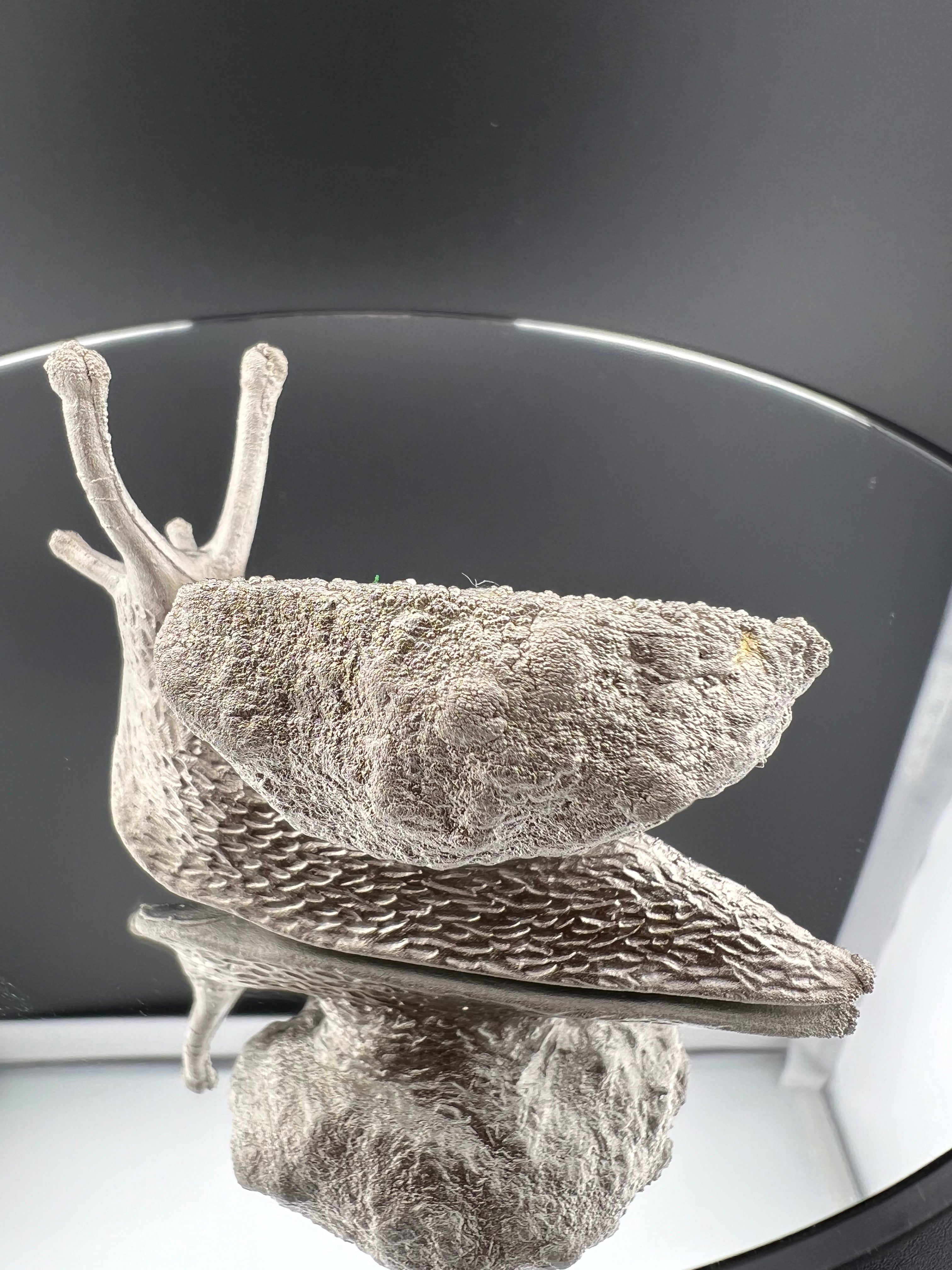 Snail With Shell As Silver Aura Geode Copper Electroformed Nickel Finished