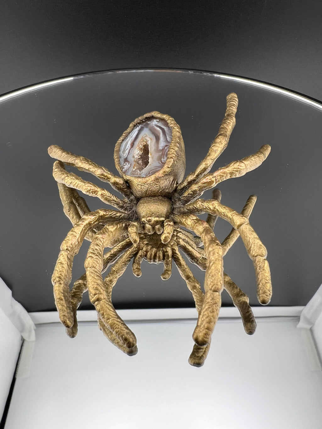 Brass Spider Oco Geode With Yellow Crystals Copper Electroformed Brass Plated Finish