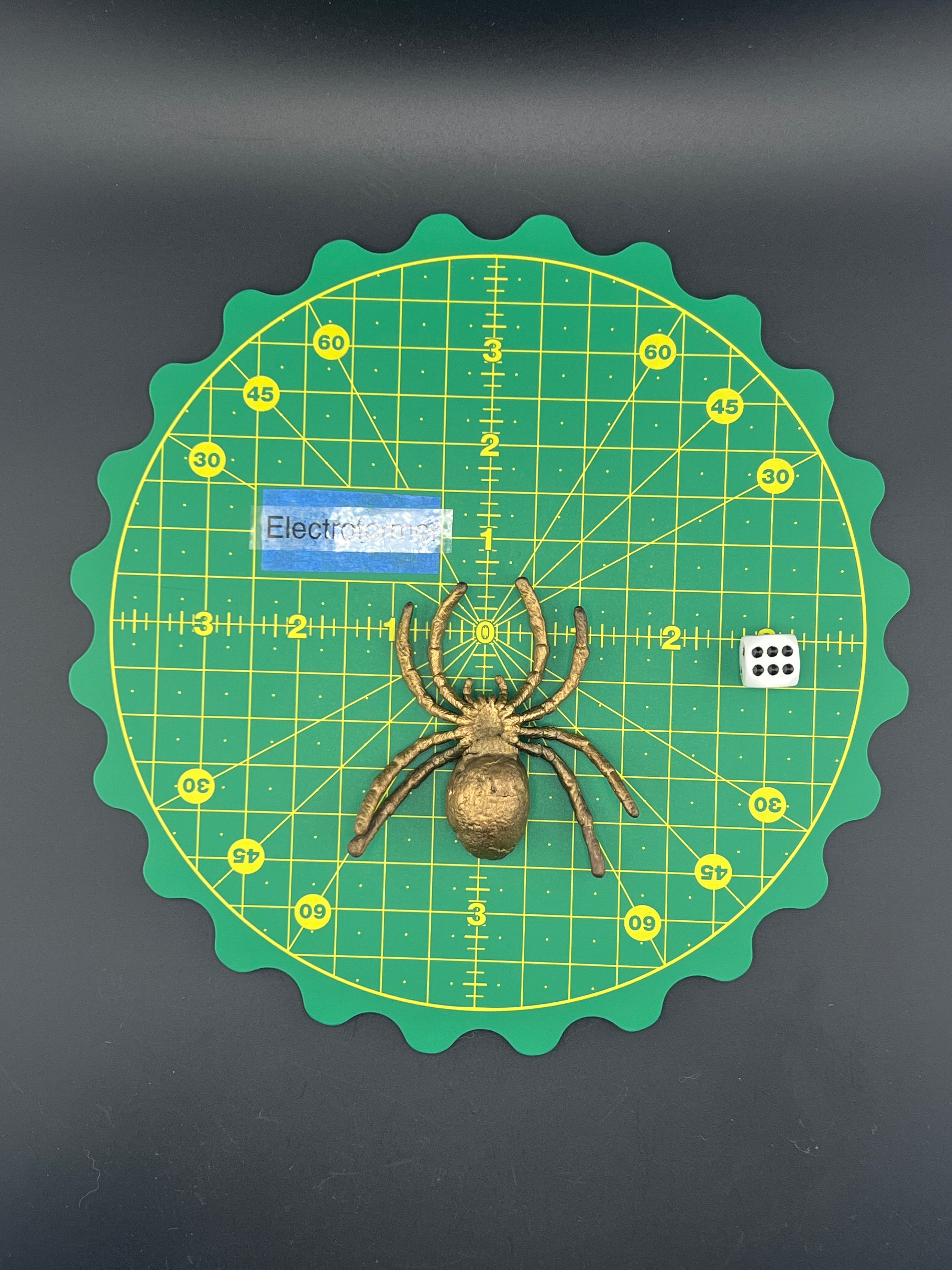 Brass Spider Oco Geode With Yellow Crystals Copper Electroformed Brass Plated Finish