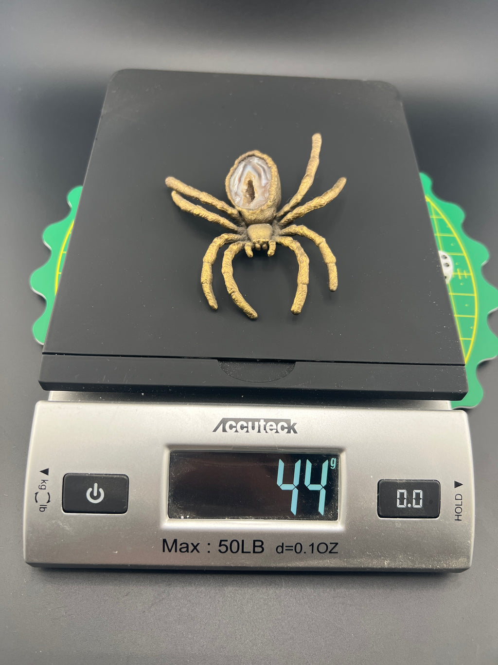 Brass Spider Oco Geode With Yellow Crystals Copper Electroformed Brass Plated Finish