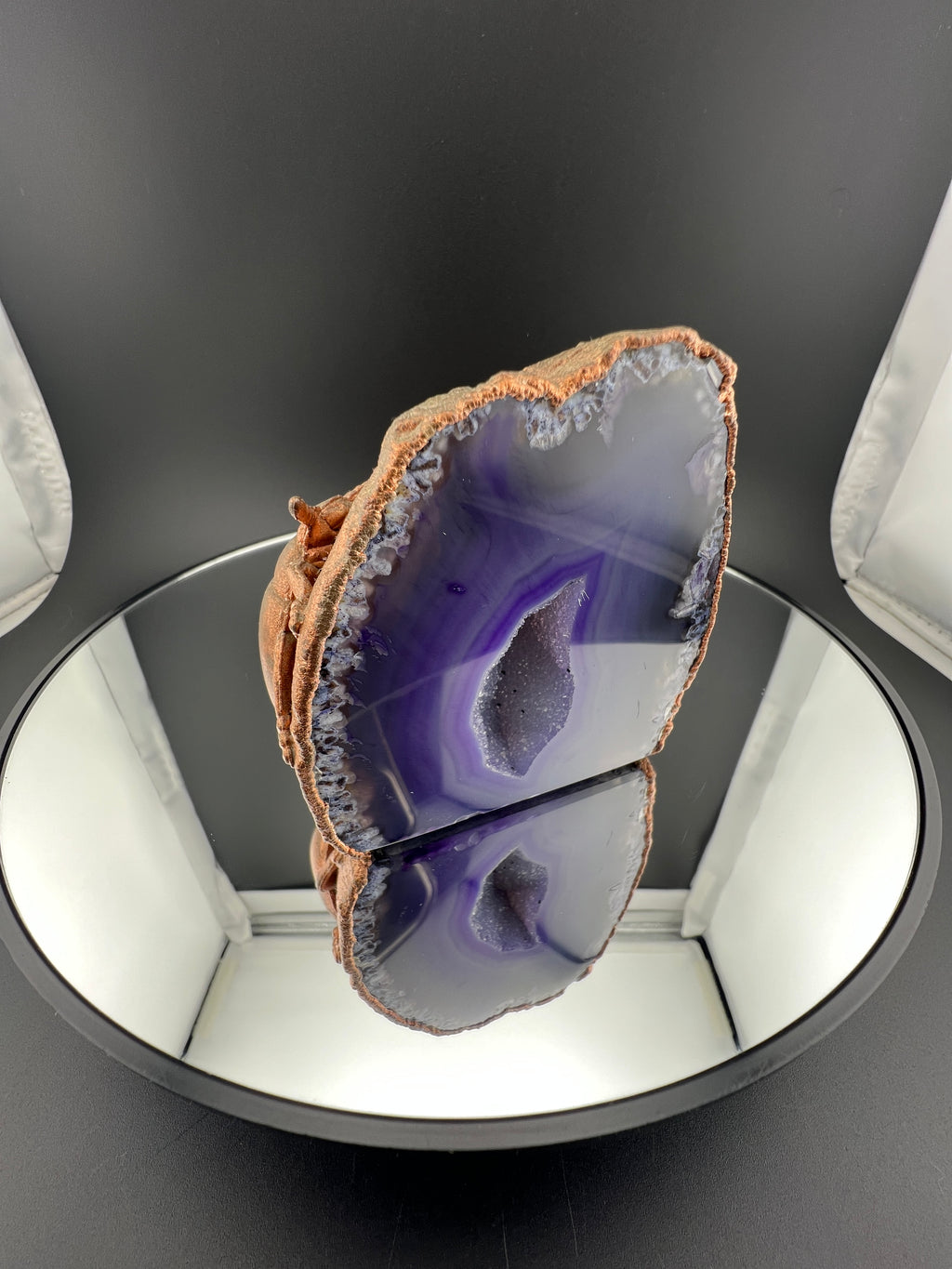 Purple Teal Agate Geode With Ladybugs On Back