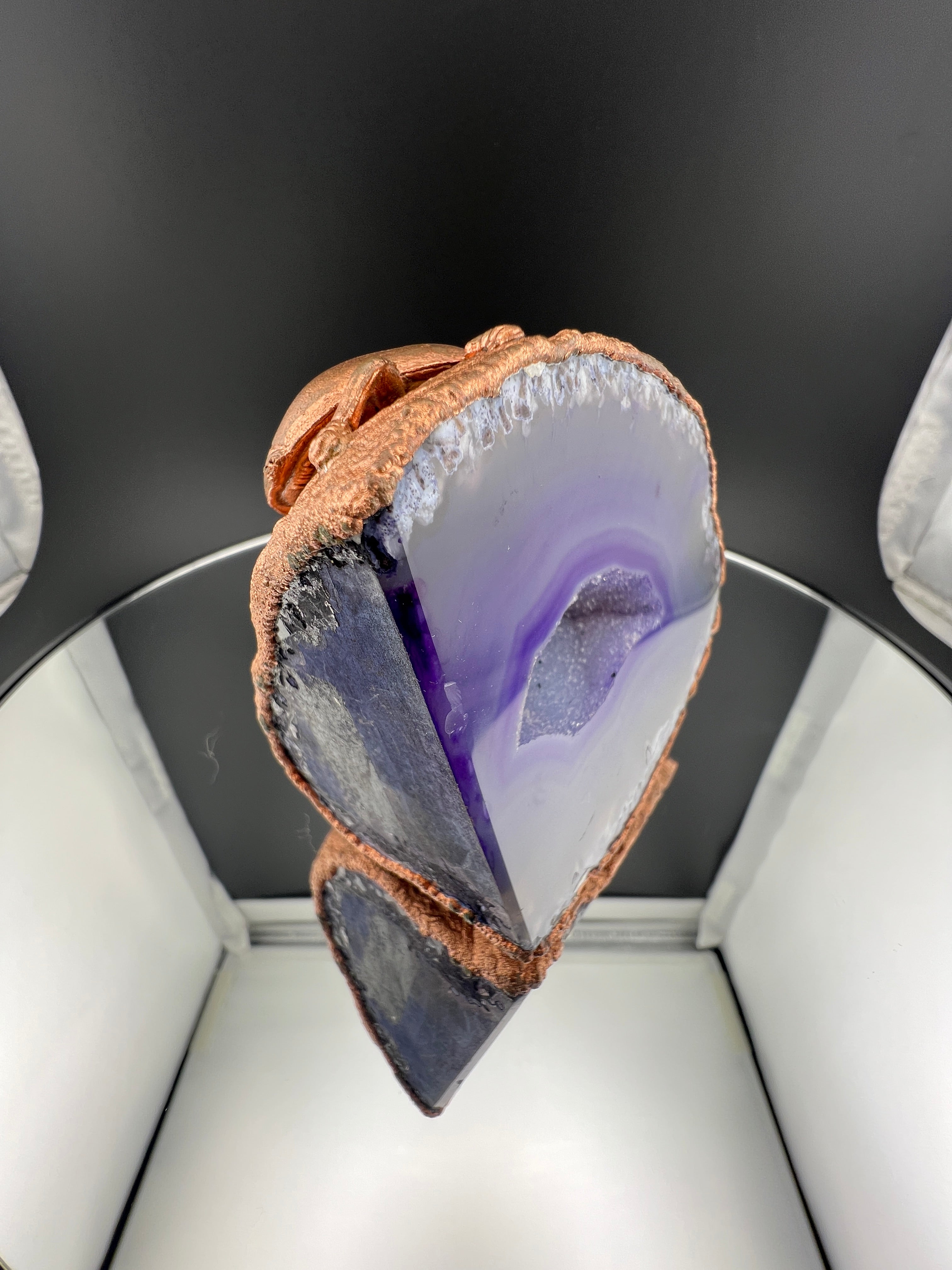 Purple Teal Agate Geode With Ladybugs On Back