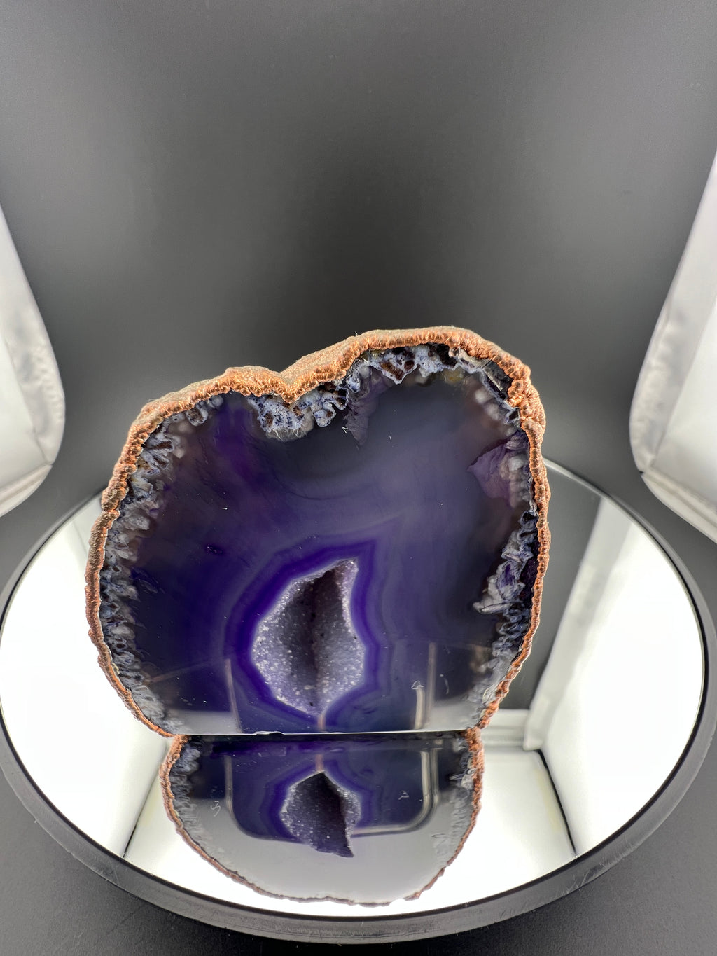 Purple Teal Agate Geode With Ladybugs On Back