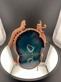Caterpillars & Beetle On Blue Teal Agate Geode