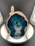 Blue Dyed Agate Geode With Lizard Nickle