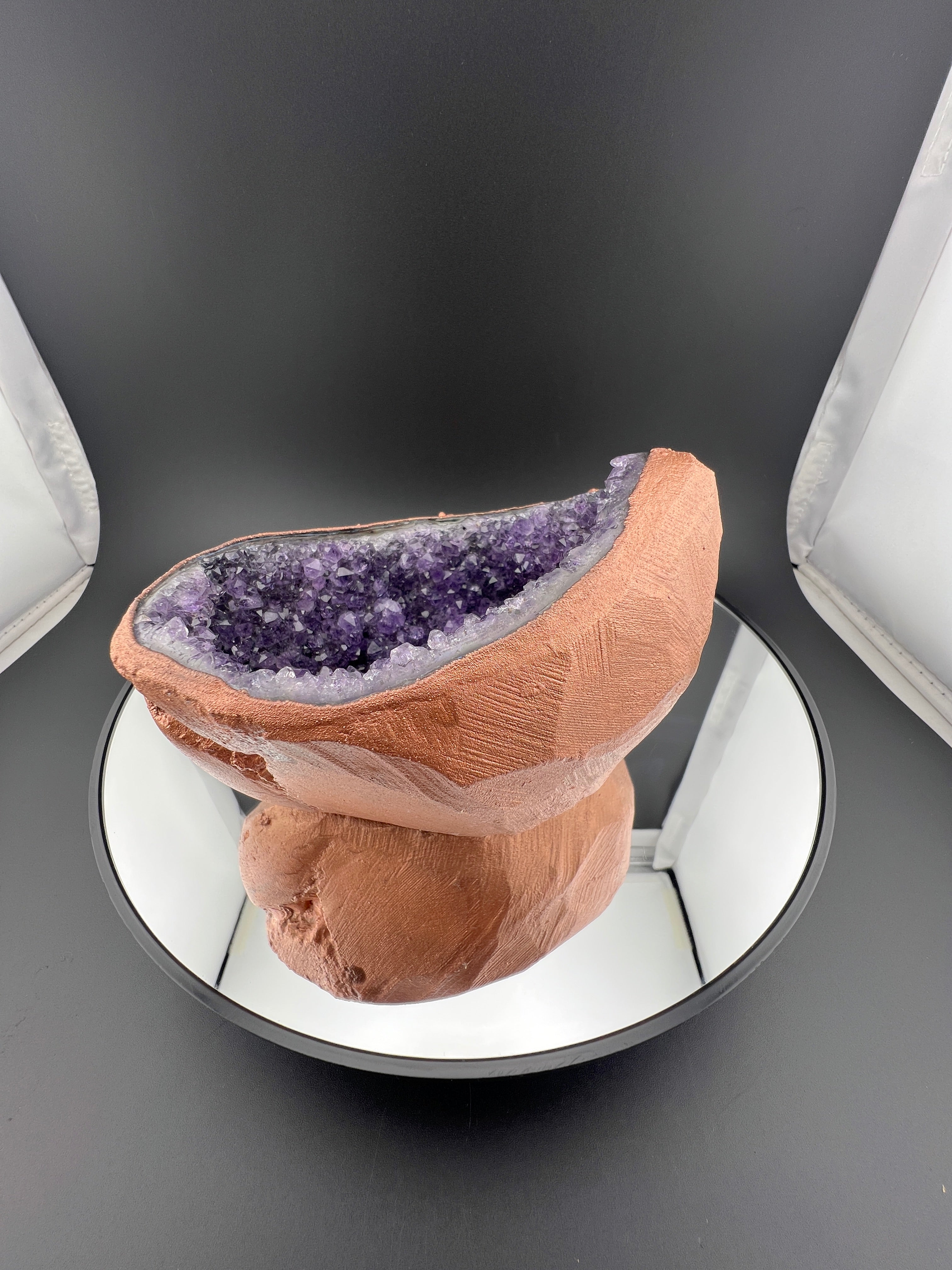 Lizard On Purple Amethyst Geode