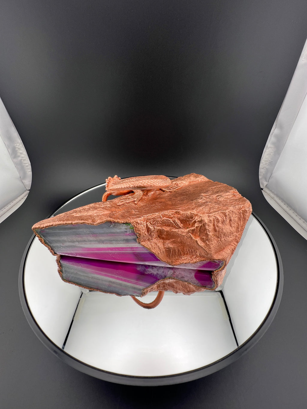 Lizard On Back of Pink Base Cute Agate (Discounted Small Damage)