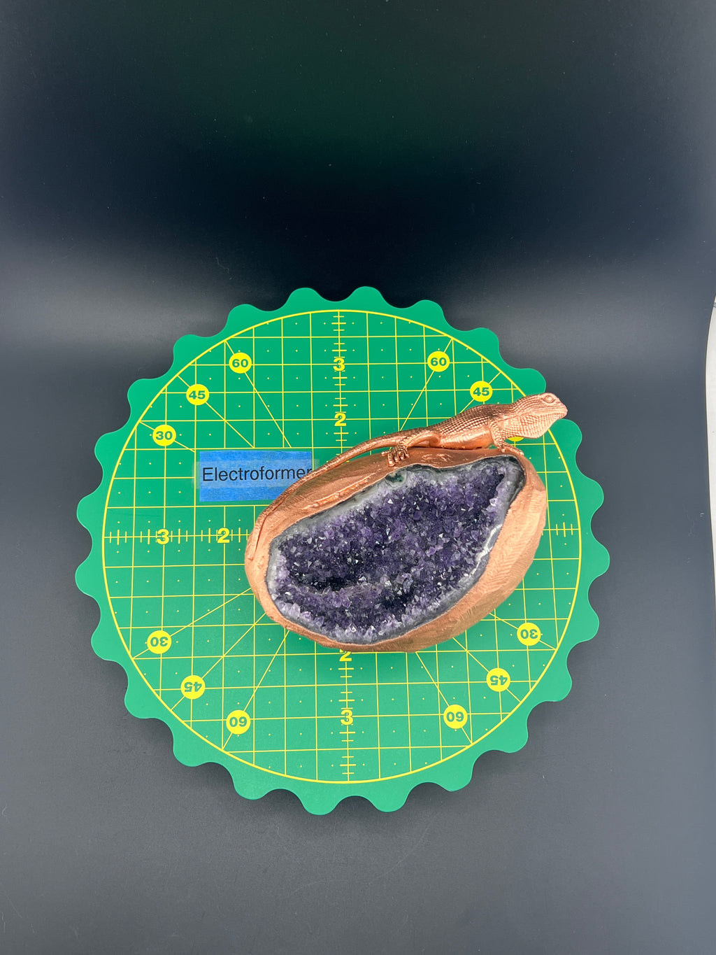 Lizard On Purple Amethyst Geode
