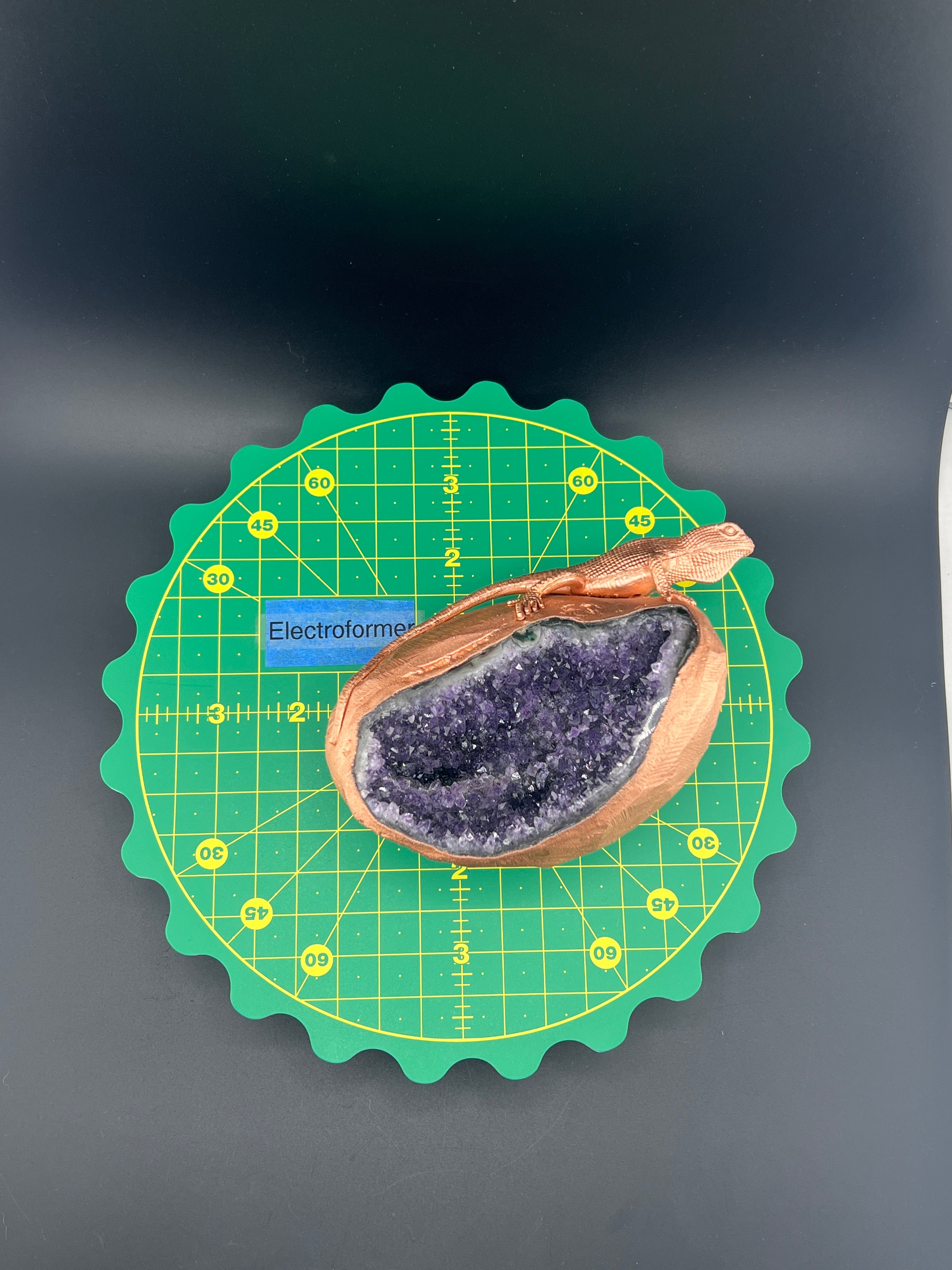 Lizard On Purple Amethyst Geode
