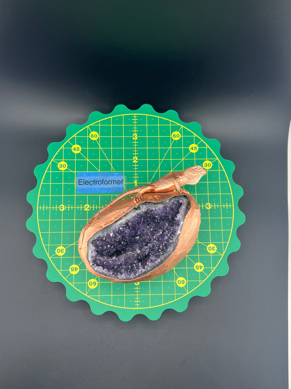 Lizard On Purple Amethyst Geode