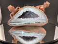 Geckos On Pale Pink Amethyst Geode Cave Copper Electroformed