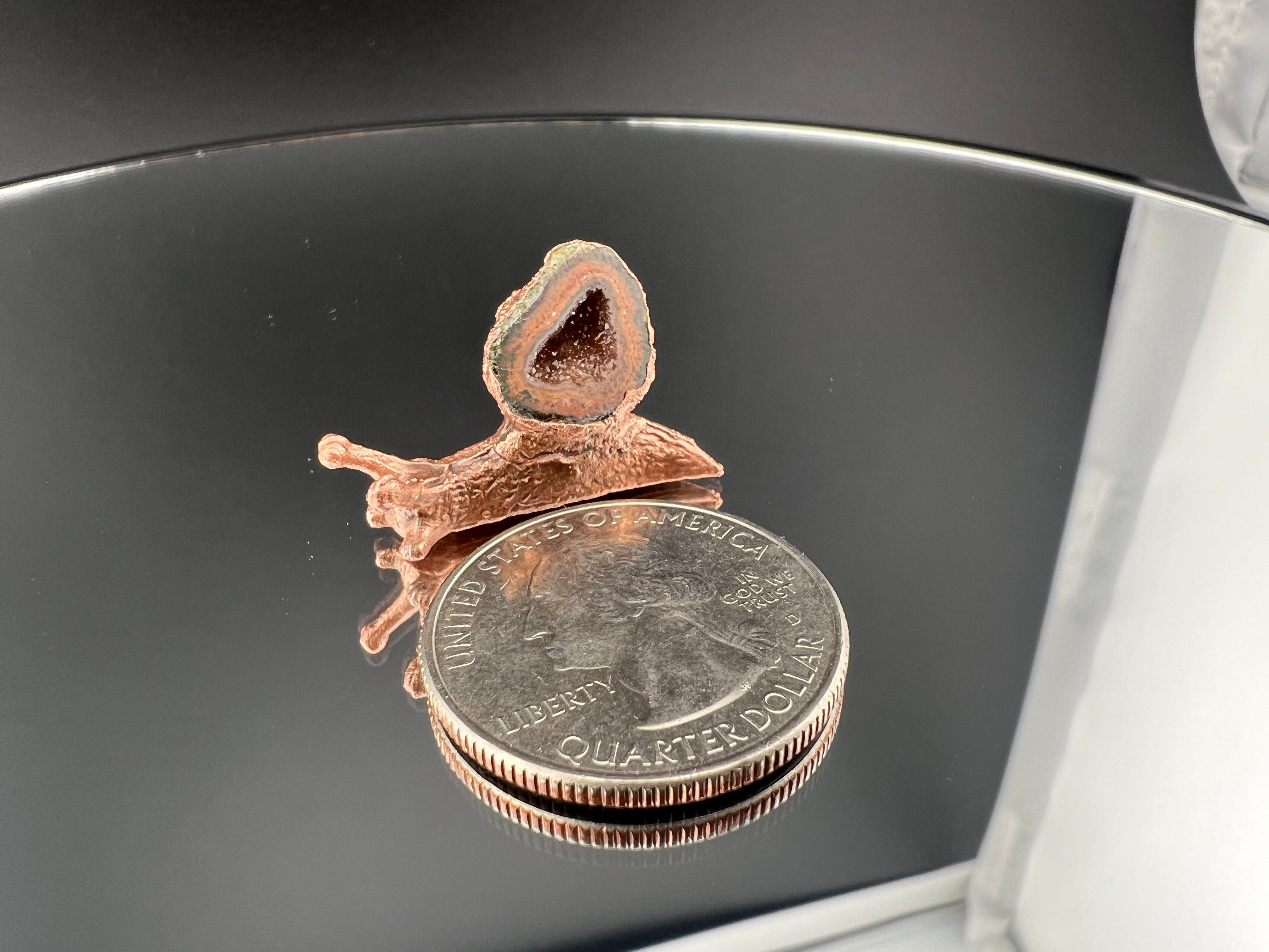 Small Snail With Mexican Tabasco Geode As Shell